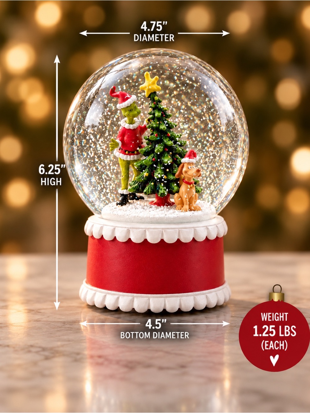 Dr. Seuss's The Grinch™ Light-Up Snow Globe - Picture 4 of 17